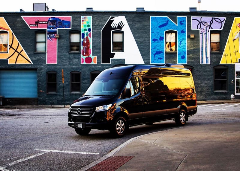 The Sprinter in front of the Atlanta mural