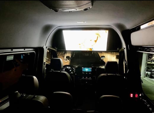 Ceiling TV at night