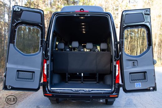 CE2 with both rear doors open, showing the luggage bay