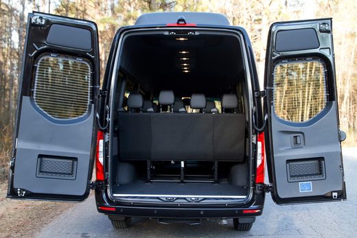 The rear cargo bay of CE2 with the seats folded