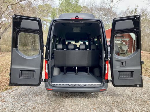 CE3 with both rear doors open, showing the cargo bay